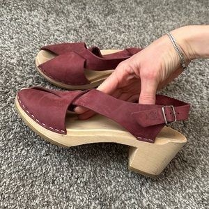 Sandgrens Clogs Morocco Sandal in dark pink suede leather nubuck size 37
